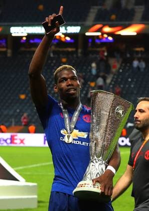 (170525) -- STOCKHOLM, May 25, 2017 -- Manchester United ManU s Paul Pogba celebrates with the trophy after winning the UEFA Europa League Final match between Manchester United and Ajax Amsterdam at the Friends Arena in Stockholm, Sweden, on May 24, 2017. Manchester United claimed the title by defeating Ajax Amsterdam 2-0. ) (SP)SWEDEN-STOCKHOLM-UEFA EUROPA LEAGUE-FINAL GongxBing 
