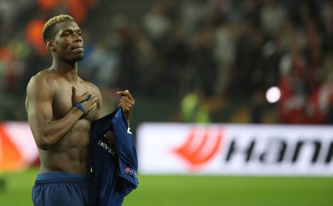 SOCCER - UEFA EL, Ajax vs Manchester SOLNA,SWEDEN,24.MAY.17 - SOCCER - UEFA Europa League, final, Ajax Amsterdam vs Manchester United ManU Image shows the rejoicing of Paul Pogba (Manchester). GEPAxpictures xAndreasxPranter