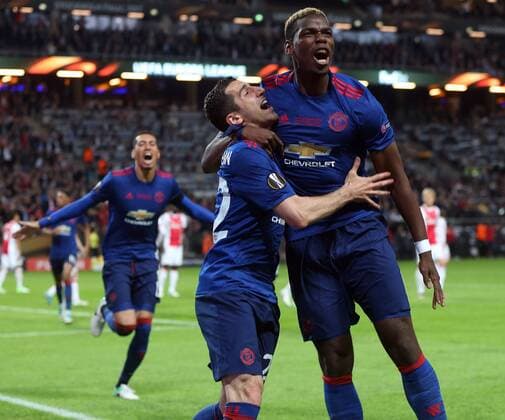 24.05.2017, Friends Arena, Solna, SWE, UEFA EL, Ajax Amsterdam vs Manchester United ManU Finale, im Bild Henrikh Mkhitaryan of Manchester United celebrates scoring his sides 2nd goal Henrikh Mkhitaryan of Manchester United celebrates scoring his sides 2nd goal during the Final Match of the UEFA Europaleague between Ajax Amsterdam and Manchester United at the Friends Arena in Solna, Sweden on 2017 05 24. Solna  EP_FIL  