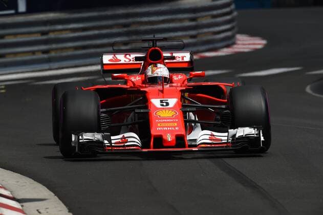 Sebastian Vettel (Scuderia Ferrari) im Streckenabschnitt Schwimmbad, Grosser Preis von Monaco 2017, Freies Training, Motorsport, Formel 1, 25.05.2017, Monte Carlo Copyright: xAndre Eibner-Pressefotox EP_JAE