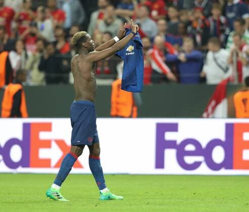 May 24, 2017 - Stockholm, Sweden - Paul Pogba of Manchester United ManU celebrates victory following the UEFA Europa League Final between Ajax and Manchester United at Friends Arena on May 24, 2017 in Stockholm, Sweden. Ajax v Manchester United - UEFA Europa League Final  - ZUMAn230 20170524_zaa_n230_372 Copyright: xRaddadxJebarahx