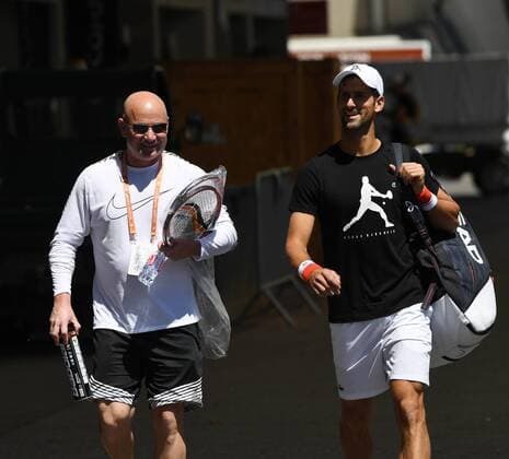Tennislegende Andrej Agassi USA ,Ehemann von Steffi Graf, ist der neue Coach von Novak Djokovic,Serbien