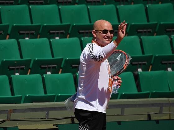 Tennislegende Andrej Agassi USA ,Ehemann von Steffi Graf, ist der neue Coach von Novak Djokovic,Serbien
