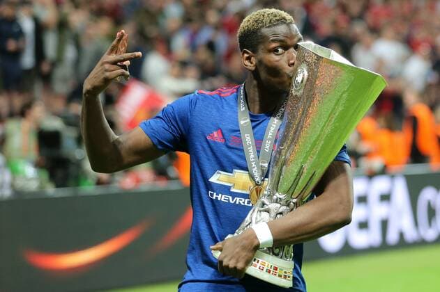 May 25, 2017 - Stockholm, Sweden - Paul Pogba of Manchester United ManU kisses the trophy during the UEFA Europa League Final match between Ajax and Manchester United at Friends Arena on May 24, 2017 in Stockholm, Sweden. Ajax v Manchester United - UEFA Europa League Final  - ZUMAn230 20170525_zaa_n230_097 Copyright: xFotoxOlimpikx