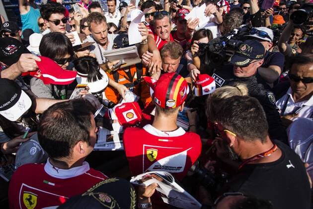 Themen der Woche - SPORT Bilder des Tages - SPORT May 26, 2017 - Monaco, Monaco - 05 VETTEL Sebastian from Germany of Ferrari SF70-H team scuderia Ferrari signing autographs to the fans during the Monaco Grand Prix of the FIA Formula 1 championship, at Monaco on 26th of 2017. F1 Grand Prix of Monaco - Previews  - ZUMAn230 20170526_zaa_n230_269 Copyright: xXavierxBonillax