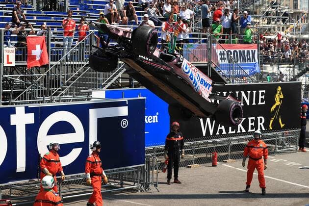 May 27th 2017, Monaco; F1 Grand Prix of Monaco Friday qualifying sessions day; Esteban Ocon - Sahara Force India VJM10 crashed in Practice 3 xLeannexBoonx  ActionPlus11883953