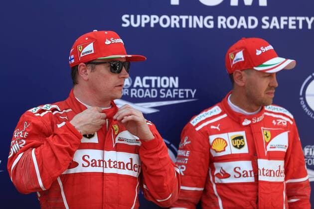 May 27th 2017, Monaco; F1 Grand Prix of Monaco Friday qualifying sessions day; Kimi Raikkonen - Scuderia Ferrari SF70H takes pole ahead of team mate Sebastian Vettel on pole podium xLeannexBoonx  ActionPlus11883965