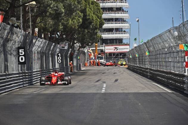 Sebastian Vettel (Scuderia Ferrari) vor Kimi Raikkoenen (Scuderia Ferrari), Grosser Preis von Monaco 2017, Motorsport, Formel 1, Rennen, 28.05.2017, Monte Carlo Copyright: xAndre Eibner-Pressefotox EP_JAE