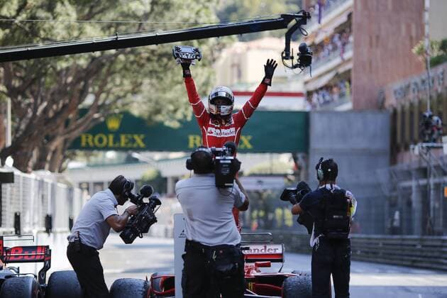 May 28, 2017 - Monte Carlo, Monaco - SEBASTIAN VETTEL of Germany and Scuderia Ferrari celebrates after winning the 2017 Formula 1 Monaco Grand Prix in Monte Carlo, Monaco. F1 2017 - Monaco Grand Prix - ZUMAg147 20170528_zap_g147_011 Copyright: xJamesxGasperottix