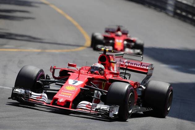 Monaco Grand Prix, Monte Carlo 24 - 28 May 2017 28.05.2017 - Race, Kimi Raikkonen (FIN) Scuderia Ferrari SF70H leads Sebastian Vettel (GER) Scuderia Ferrari SF70H 