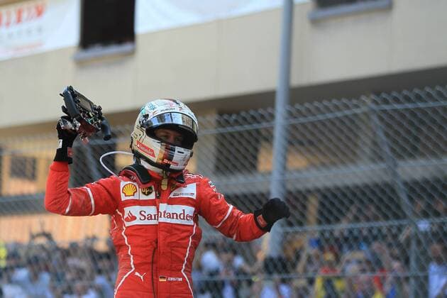 May 28th 2017, Monaco; F1 Grand Prix of Monaco Race Day; Sebastian Vettel - Scuderia Ferrari wins the Monaco GP and celebrates in parc ferme xLeannexBoonx  ActionPlus11884954