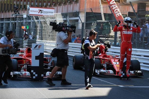 May 28th 2017, Monaco; F1 Grand Prix of Monaco Race Day; Sebastian Vettel - Scuderia Ferrari wins the Monaco GP and celebrates in parc ferme xLeannexBoonx  ActionPlus11884974