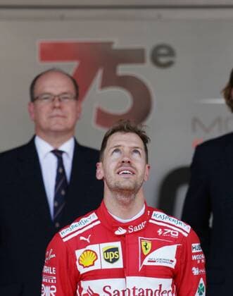 Sebastian Vettel (Scuderia Ferrari) auf dem Podium, Grosser Preis von Monaco 2017, Motorsport, Formel 1, Siegerehrung, 28.05.2017, Monte Carlo Copyright: xAndre Eibner-Pressefotox EP_JAE