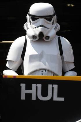 Motorsports: FIA Formula One World Championship WM Weltmeisterschaft 2017, Grand Prix of Monaco, Renault Team celebrates with characters from Star Wars 40 years since the first film release Monte Carlo Monaco xHOCHxZWEIx
