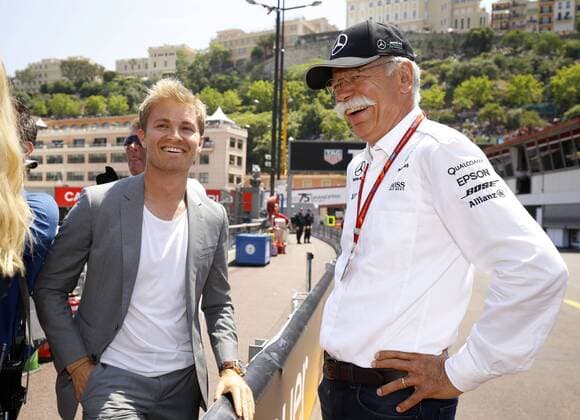 Motorsports: FIA Formula One World Championship WM Weltmeisterschaft 2017, Grand Prix of Monaco, Nico Rosberg (GER), Dr. Dieter Zetsche (Chairman of the Board of Management of Daimler AG, Head of Mercedes-Benz Cars), Monte Carlo Monaco xHOCHxZWEIx