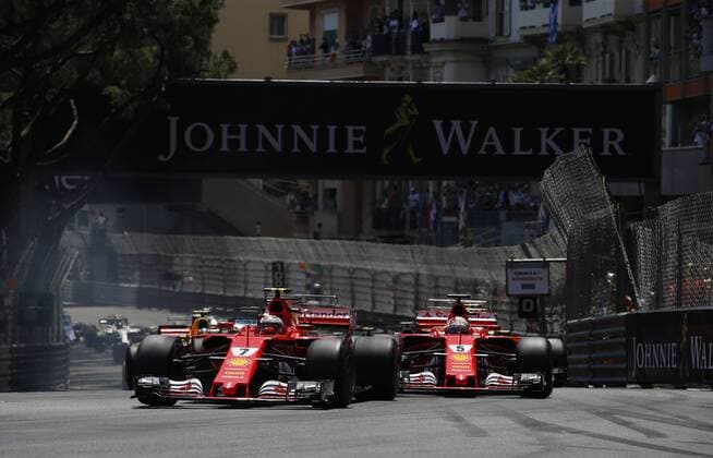Motorsports: FIA Formula One World Championship WM Weltmeisterschaft 2017, Grand Prix of Monaco, 7 Kimi Raikkonen (FIN, Scuderia Ferrari), 5 Sebastian Vettel (GER, Scuderia Ferrari), Monte Carlo Monaco xHOCHxZWEIx