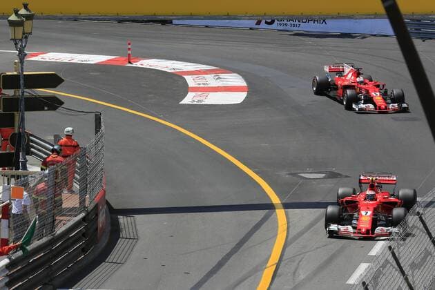 Kimi Räikkönen und Sebastian Vettel, Ferrari, Rennen Formel 1, Formula 1, F1 Grand Prix Monaco 2017