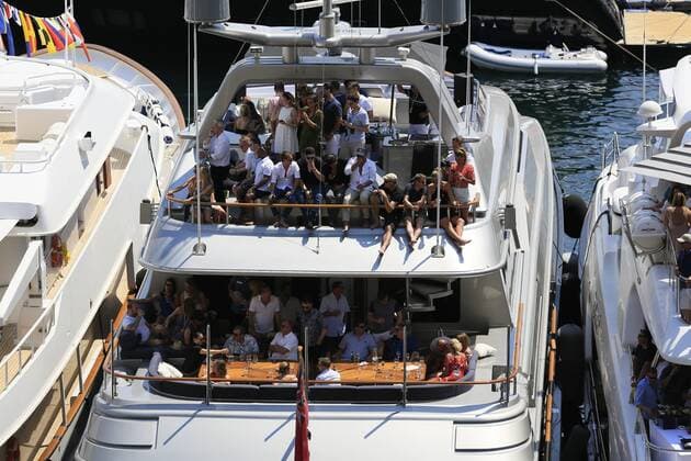 Zuschauer auf Yachten im Port Hercule, Rennen Formel 1, Formula 1, F1 Grand Prix Monaco 2017