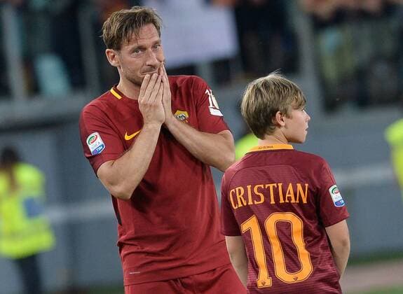 May 28, 2017 - Rome, Italy - Francesco Totti and Christian Totti during the Italian Serie A football match between A.S. Roma and F.C. Genoa at the Olympic Stadium in Rome, on may 28, 2017. AS Roma v Genoa CFC - Serie A  - ZUMAn230 20170528_zaa_n230_292 Copyright: xSilviaxLorex
