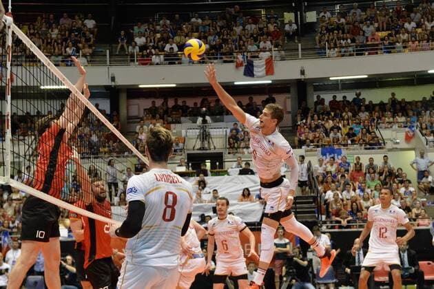 Trevor Clevenot (france) vs Jochen Schops (allemagne) VOLLEY-BALL : France vs Allemagne - Tournoi de qualificatif au championnat du monde - 28 05 2017 FredericChambert Panoramic 