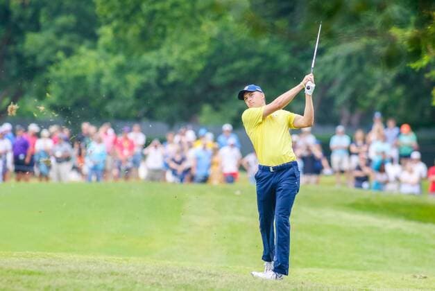 May 28, 2017 - Fort Worth, TX, USA - Jordan Spieth hits a shot from the rough on the 5th hole during the final round of the Dean & DeLuca Invitational golf tournament on Sunday, May 28, 2017 at Colonial Country Club in Fort Worth, Texas. Dean & DeLuca Invitational golf tournament - Round 4 - ZUMAm67_ 20170528_zaf_m67_072 Copyright: xRayxCarlinx