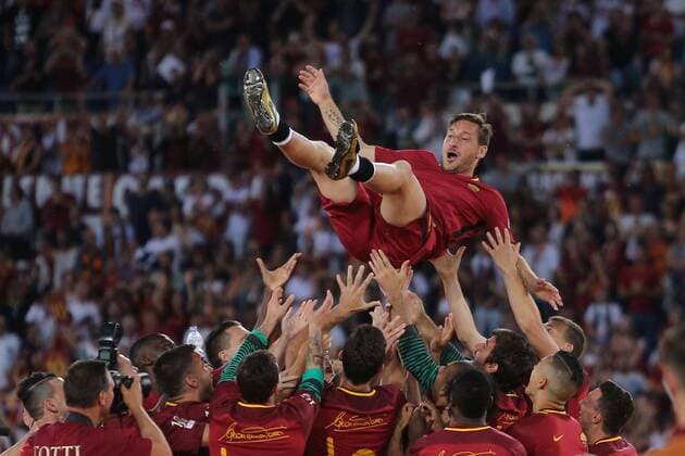 Roma, Stadio olimpico, Serie A tim As Roma vs Genoa: Francesco Totti at the Olympic Stadium for his latest football game.With him the family, his wife Ilari Blasi and the three children.  Copyright: xmarcoxiacobuccix xIPAx xMarcoxIacobuccix