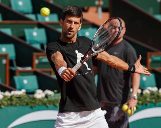 NOVAK DJOKOVIC (SRB), Training mit Coach Andre Agassi Tennis - French Open 2017 - Grand Slam ATP Tennis Herren WTA Tennis Damen - Roland Garros - Paris - - France - 29 May 2017. Juergen Hasenkopf