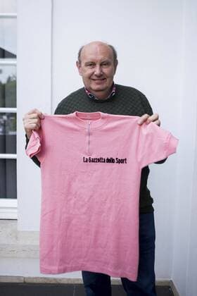 Michel Pollentier ( won in 1977 the Giro d Italia ) pictured during an interview on May 09, 2017 in Aalst, Belgium, 9 05 17 Maillot Rose La Gazetta dello CYCLISME : Interview anciens coureurs cycliste belges - Oostkamp - 09 05 2017 Photonews Panoramic 