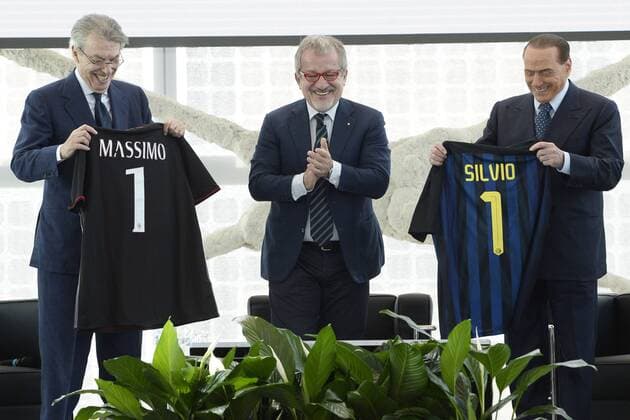 Db Milano 30 05 2017 - premio Rosa Camuna foto Daniele Buffa Image nella foto: Massimo Moratti-Silvio Berlusconi-Roberto Maroni 