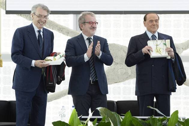 Db Milano 30 05 2017 - premio Rosa Camuna foto Daniele Buffa Image nella foto: Massimo Moratti-Silvio Berlusconi-Roberto Maroni 
