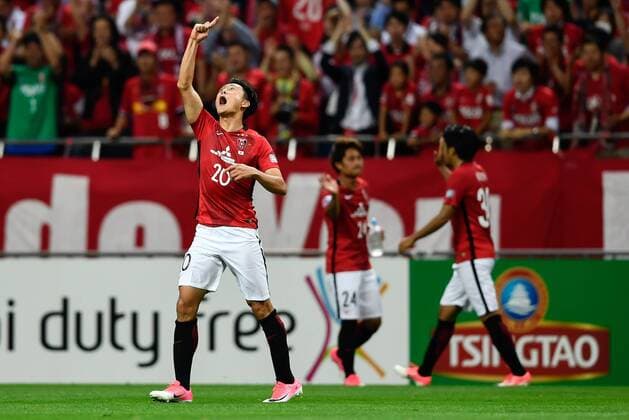 Tadanari Lee of Japan s Urawa Red Diamonds celebrates after scoring a goal against South Korea s Jeju United in their second Round of 16 match during the AFC Champions League 2017 in Urawa, Saitama, Japan, 31 May 2017. Urawa Red Diamonds defeated Jeju United 3-0 in their second Round of 16 match during the 2017 AFC Champions League in Saitama, Japan, 31 May 2017. Urawa Red Diamonds beats Jeju United in second Round of 16 match at AFC Champions League  20170531_07902