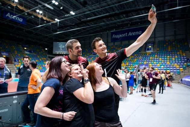 Tim Broshog (15 GER) and Christian Fromm (1 GER) taking a selfie with fans Frankfurt Main Copyright: xWuechnerx xEibner-Pressefotox EP_nwr
