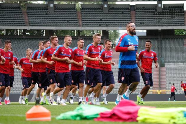 Czech players pictured during a training of the Czech national soccer team, Sunday 04 June 2017, in Brussels. Czech Republic plays a friendly game against Belgium on 05 June. BRUNOxFAHY  x05108594x
