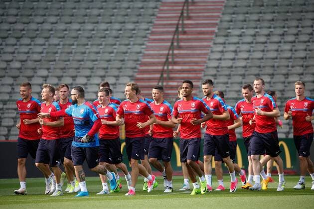 Czech players pictured during a training of the Czech national soccer team, Sunday 04 June 2017, in Brussels. Czech Republic plays a friendly game against Belgium on 05 June. BRUNOxFAHY  x05108595x