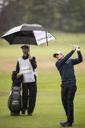 170604 Laurie Canter, England under dag fyra av golftävlingen Nordea Masters den 4 juni 2017 i Barsebäck.  Copyright: PETTERxARVIDSON BB170604PA341