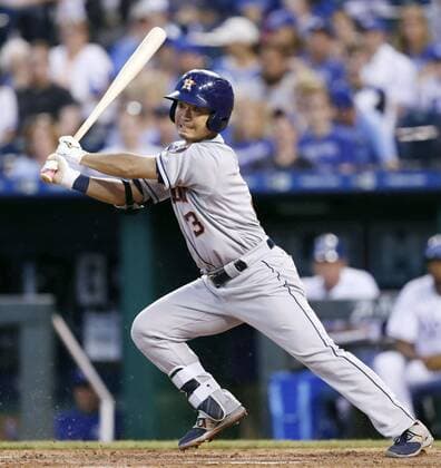 Baseball: Aoki singles in Astros-Royals game Houston Astros outfielder Norichika Aoki singles during the fifth inning of a game against the Kansas City Royals at Kauffman Stadium in Kansas City, Missouri, on June 6, 2017. 