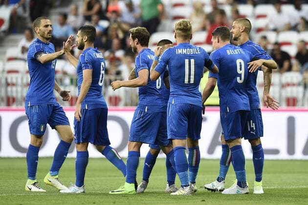 Db Nizza (Francia) 07 06 2017 - amichevole Italia-Uruguay foto Daniele Buffa Image nella foto: esultanza Italia autogol Jose Gimenez 