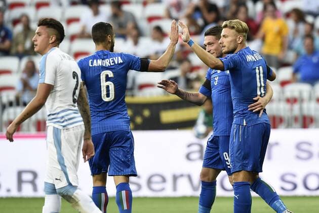 Db Nizza (Francia) 07 06 2017 - amichevole Italia-Uruguay foto Daniele Buffa Image nella foto: esultanza Italia autogol Jose Gimenez 