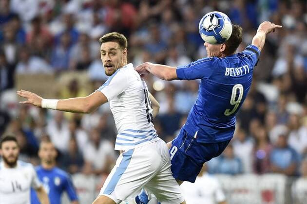 Db Nizza (Francia) 07 06 2017 - amichevole Italia-Uruguay foto Daniele Buffa Image nella foto: Andrea Belotti-Sebastian Coates 