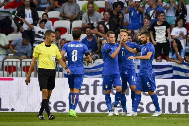 Joie Italie - But FOOTBALL : Italie vs Uruguay - Match amical - Nice - 07 06 2017 NorbertScanella Panoramic 