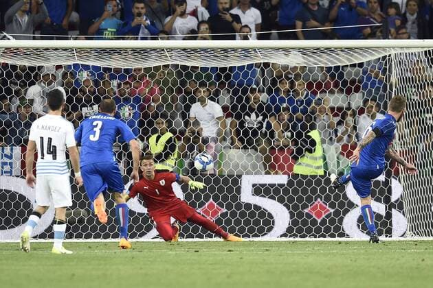 Db Nizza (Francia) 07 06 2017 - amichevole Italia-Uruguay foto Daniele Buffa Image nella foto: gol Daniele De Rossi 