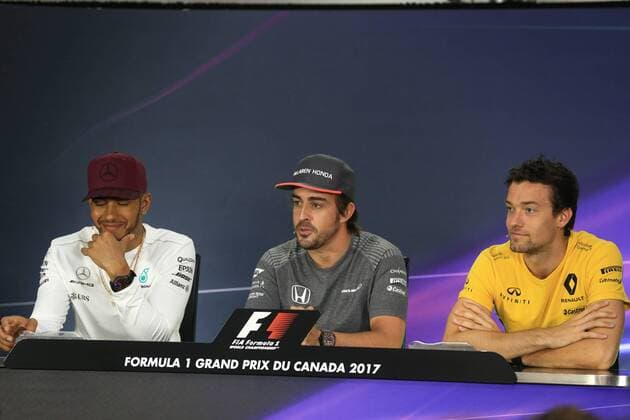 June 8th 2017, Montreal, Canada; Formula 1 Grand prix of Canada, driver press conference PK Pressekonferenz Lewis Hamilton - Mercedes AMG Petronas F1 Team, Fernando Alonso - McLaren Honda and Jolyon Palmer - Renault F1 Team xLeannexBoonx  ActionPlus11888118