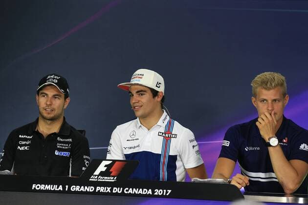 June 8th 2017, Montreal, Canada; Formula 1 Grand prix of Canada, driver press conference PK Pressekonferenz Sergio Perez - Sahara Force India, Lance Stroll - Williams Martini Racing and Marcus Ericsson & x2013; Sauber F1 Team xLeannexBoonx  ActionPlus11888119