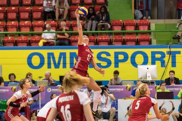 Volleyball: Montreux Volley Masters 2017, 09.06.2017 Malwina Smarzek ( 17, Poland) attacks during the match Germany versus Poland at the Volleyball: Montreux Volley Masters 2017 on June, 09, 2017 in Montreux, Schweiz xUSx