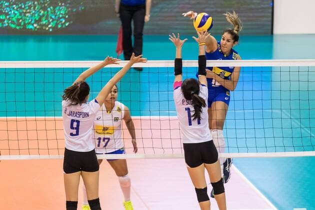 Volleyball: Montreux Volley Masters 2017, 09.06.2017 Natalia Pereira C ( 12, Brasil) ; Brasil versus Thailand at the Volleyball: Montreux Volley Masters 2017 on June, 09, 2017 in Montreux, Schweiz xUSx
