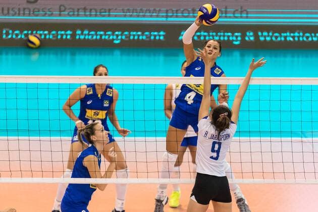 Volleyball: Montreux Volley Masters 2017, 09.06.2017 Ana Carolina Da Silva ( 4, Brasil); ; Brasil versus Thailand at the Volleyball: Montreux Volley Masters 2017 on June, 09, 2017 in Montreux, Schweiz xUSx