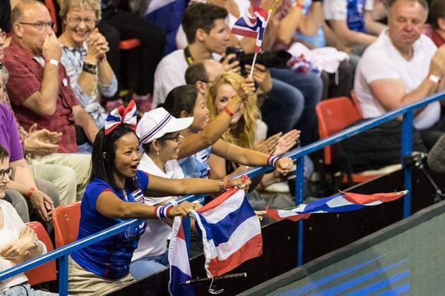 Volleyball: Montreux Volley Masters 2017, 09.06.2017 Thailand fans; Brasil versus Thailand at the Volleyball: Montreux Volley Masters 2017 on June, 09, 2017 in Montreux, Schweiz xUSx