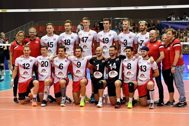 VOLLEYBALL - FIVB, AUT vs GER LINZ,AUSTRIA,09.JUN.17 - VOLLEYBALL - FIVB World League Tournament, Austria vs Germany. Image shows the team of AUT. GEPAxpictures xFlorianxErtl