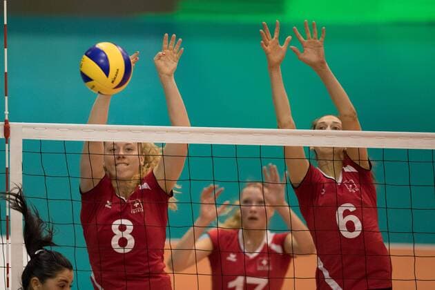 Volleyball: Montreux Volley Masters 2017, 09.06.2017 Block by Maja Storck ( 8, Switzerland), Madlaina Matter ( 6, Switzerland); Switzerland vs Argentina at the Volleyball: Montreux Volley Masters 2017 on June, 09, 2017 in Montreux, Schweiz xUSx