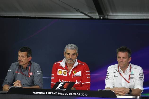 June 9th 2017, Montreal, Canada; Formula 1 Grand prix of Canada, Free practise day during the team management press conference PK Pressekonferenz James Allison -Mercedes, Maurizio Arrivabene - Ferrari, Guenther Steiner - Haas xLeannexBoonx  ActionPlus11888827
